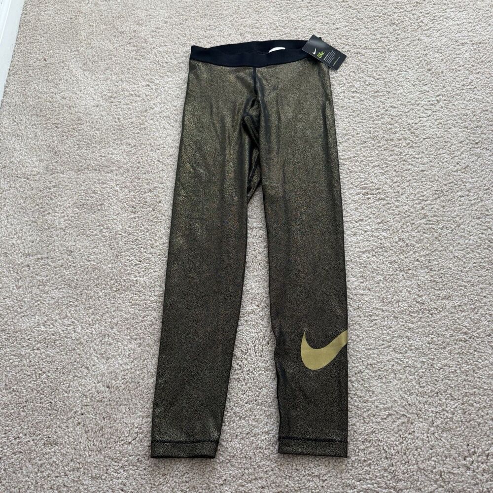 Nike Pro Cool Dri-Fit Leggings NWT Metallic Training Outdoors Running Medium